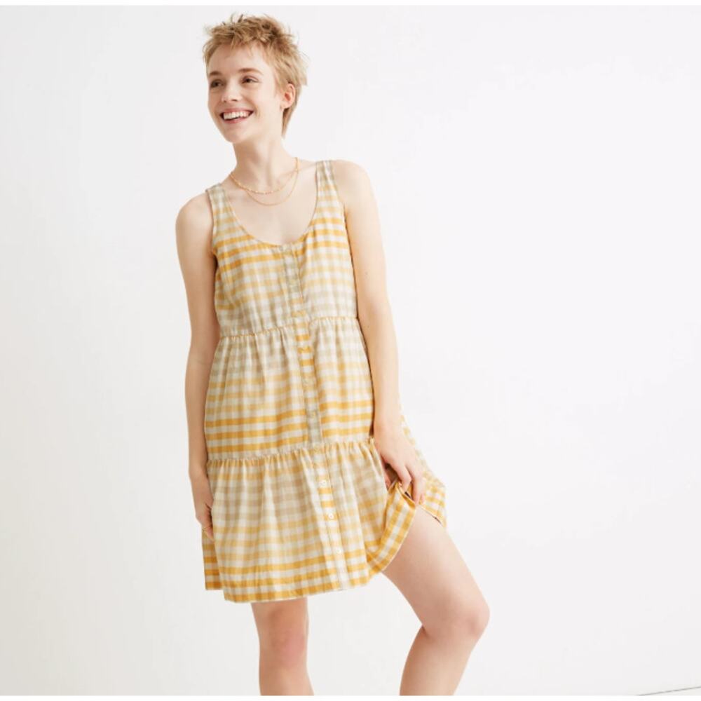 Madewell Button-Front Tiered Mini Dress